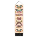 Vertical 5D digital print butterfly tapestry with colorful illustrations and black tassels - 32.5x130cm / Butterfly Illustration Style 2