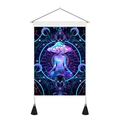 Psychedelic mushroom meditation tapestry with mandala galaxy design and black tassels - Psychedelic Mushroom Starry Sky (Style 3) / 35x50cm