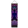 Macro shot of vertical tapestry with meditating figure and colorful neon mandala design - 32.5x130cm / Fluorescent Meditation Figure (Style 1)