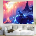 Détail de tapisserie fantaisie avec tigres lumineux et lave au-dessus d'un canapé - Tigre de Lave (Style 20)
