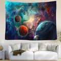 Dettaglio arazzo galassia con nebulose vibranti e pianeti sopra un divano bianco - 95x73cm (Spazzolato) / Stile Pianeta Galassia (款式1)