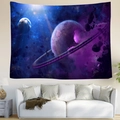 Deep blue and purple psychedelic galaxy planet tapestry hanging over a white sofa - Asteroid Belt Galaxy Style (款式7)