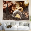 Detail of artistic starry sky tapestry with abstract city and mountain on bedroom wall - Abstract Glass Ball City Style