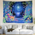 Psychedelic mushroom and dragon UV reactive tapestry wall hanging for bedroom decor - Fluorescent Mushroom Fantasy Style (Style 5)