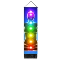 Vertical wall hanging tapestry with seven chakras meditation silhouette and black tassels - 32.5x130cm / Yoga Chakra Silhouette Style (Style 2)