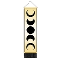 Vertical wall tapestry with moon phase print, wooden pole and black tassels for home decor - 32.5x130cm / Light Yellow Background Black Moon Phase (Style 3)