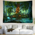 Tapisserie de forêt fantastique avec arbre doré brillant et pierres runiques - 95x73cm (Brossé) / Arbre Magique Doré (Style 1)