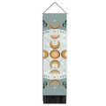 Detail view of bohemian wall tapestry with moon phases and black decorative tassels - 32.5x130cm / Moon Phase Bohemian Style (Style 1)