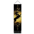 Bohemian black and gold unicorn silhouette wall tapestry with elegant silk tassels - Black Unicorn (Style 3) / 32.5x130cm