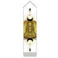 Vertical meditation tapestry with golden mandala woman silhouette and boho moon graphics - Mandala Goddess (Style 2) / 32.5x130cm