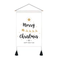 Weihnachts-Wandteppich mit Weihnachtsmann-Silhouette, Holzstab und schwarzen Quasten - 35x50cm / Weihnachtsmann Rentier Schlitten (Stil 8)