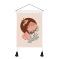 Bohemian tapestry with hummingbird and protea flowers, featuring a wood rod and black tassels - 35x50cm / Hummingbird & Protea Style 4