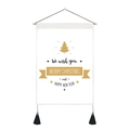 Weihnachts-Wandteppich mit Holzstange, schwarzen Quasten und goldenem Baum-Motiv - 35x50cm / Goldener Baum Segen (Stil 9)