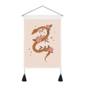 Bohemian wall tapestry with snake, floral design, wooden rod and black tassels - 35x50cm / Snake & Floral Style 3