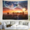 Space galaxy tapestry showing sci-fi planet and nebula for living room wall decor - Style 13 / Custom Contact CS