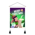 Close-up of Christmas tapestry featuring a cartoon elf with wood rod and black tassels - 35x50cm / Elf Checklist Style (Style 2)