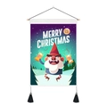 Detail of Christmas gnome tapestry with Merry Christmas text and decorative black tassels - 35x50cm / Gnome With Fireworks Style (Style 3)