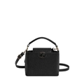 Premium black structured bucket bag with top handle and adjustable shoulder strap - Black