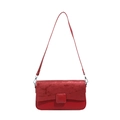 Minimalist red crossbody bag featuring textured flap and smooth leather finish - Red