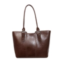 Bolso tote vintage marrón oscuro en cuero sintético encerado con correas ajustables - Marrón
