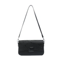 Borsa a tracolla nera minimalista con fibbia quadrata e texture in pelle marmorizzata - Nero