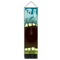 Halloween tapestry hanging scroll with creepy monster mouth design and black tassels - 32.5x130cm / Ghost Forest Teal Tone (Style 2)