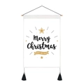 Weihnachts Wandbehang mit schwarzem Merry Christmas und goldenem Happy New Year Schriftzug - 35x50cm / Stern Typografie Radial (Stil 11)