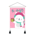 Christmas wall hanging featuring a cartoon polar bear with wooden rod and black tassels - 35x50cm / Polar Bear Pattern (Style 3)