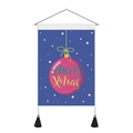 Detail of Christmas wall hanging featuring Merry Xmas pink bauble and black tassels - 35x50cm / Christmas Ball Pattern (Style 5)