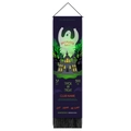 Vertical Halloween wall scroll with spooky pumpkin, castle and black fringe tassels - 32.5x130cm / Dark Purple Ghost Castle Style (Style 1)