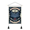 Detail of nautical wolf tapestry featuring a captain hat, anchor, and black tassels - 35x50cm / Roaring Wolf Head Captain Style (Style 3)