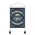 Detail of nautical tapestry with skull captain, anchor prints and black hanging tassels - 35x50cm / Skull Octopus Captain Style (Style 5)