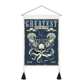 Detail of vintage nautical wall tapestry with skull, octopus tentacles and black tassels - 35x50cm / Great Adventure Skull Style (Style 6)