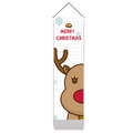 Arazzo da parete verticale Buon Natale con renna cartone animato e fiocchi - 32.5x130cm / Renna