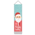 Tapisserie de Noël avec Père Noël et texte Happy Holiday pour décoration murale festive - 32.5x130cm / Style Père Noël (Style 3)