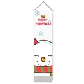 Arazzo natalizio con pupazzo di neve, asta in legno e scritta Merry Christmas - 32.5x130cm / Pupazzo di Neve