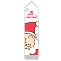 Dettaglio dell'arazzo di Babbo Natale con testo Merry Christmas e asta in legno - 32.5x130cm / Babbo Natale
