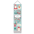 Vertical Christmas tree wall hanging with Santa Claus and festive ornaments on blue fabric - 32.5x130cm / Light Blue Santa Claus Style (Style 3)