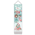 Detailed fabric texture of a narrow Christmas banner with snowmen and gift box prints - 32.5x130cm / Light Blue Snowman Style (Style 1)