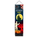 Λεπτομέρεια από διακοσμητική ταπετσαρία Halloween με φούντες και μπλε γιορτινά μοτίβα - Στυλ Σκούρου Μπλε Πάρτι Κολοκύθας (Στυλ 25)