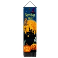 Λεπτομέρεια από διακοσμητικό τοίχου Halloween με κείμενο Spooky Night και μαύρα κρόσσια - Στυλ Τρομακτικής Νύχτας Κολοκύθας Κάστρου (Στυλ 30)