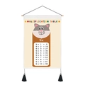 Détail de la tenture murale en toile avec table de multiplication et pompons noirs - 35x50cm / Style Chat