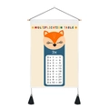 Detail of wooden wall hanging with multiplication table and cute fox for kids bedroom - 35x50cm / Fox Style
