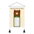Detail of canvas multiplication table wall hanging with cartoon bear and black tassels - 35x50cm / Bear Style