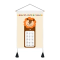 Educational lion multiplication wall chart with wooden frame and tassels for kids room - 35x50cm / Lion Style