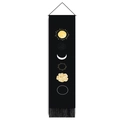 Black sun and moon phase wall tapestry with mystical flowers and elegant black tassels - 32.5x130cm / Star Divination (Style 3)