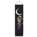 Vertical wall tapestry with moon phases, celestial elements and black decorative fringe - 32.5x130cm / Astrology Hand Gesture (Style 1)