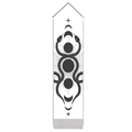 Vertical wall tapestry with black moon phases and mystic snakes on white fabric - 32.5x130cm / Twin Snakes Moon Phase Style (Style 2)