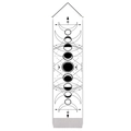 Close-up of black moon phases print on white fabric wall tapestry with bottom tassel - 32.5x130cm / Moon Phase Geometry Style (Style 1)