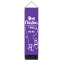 Purple Christmas snowman wall hanging flag with white mittens and festive black tassels - 32.5x130cm / Purple Glove Style (款式2)